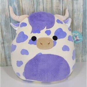 Squishmallows 16" Conway The Purple Spotted Highland Cow Plush NWT